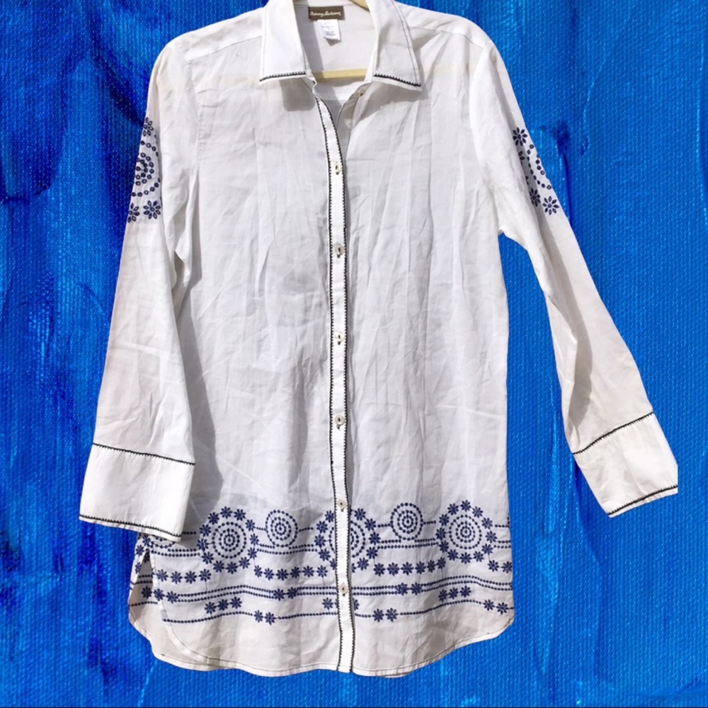 Tommy Bahama Embroidered Boho Top Size L